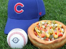 Cubs hot dog deep dish pizza